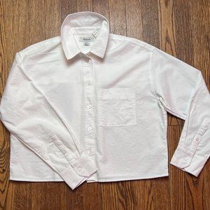 NWT Madewell oversized white long sleeve cropped style button down top XS